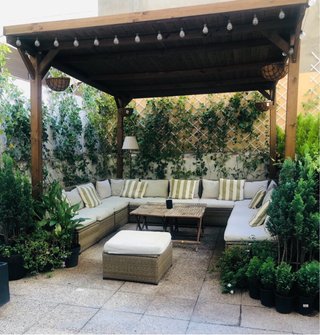 PERGOLA /cenador de madera 3 x 4 Con 4 macetas