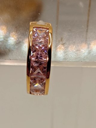 Pendientes Xuping Oro Laminado Piedras Rosas