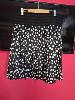Gonna donna pois nero e bianco taglia unica
