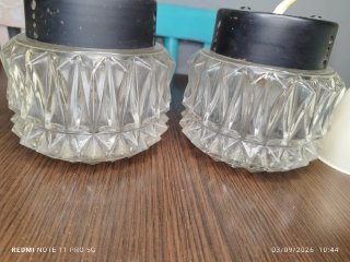 2 Lámparas Vintage Cristal y Metal