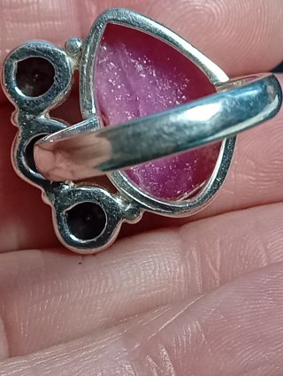 Anillo Plata Ley turmalina rosa y granate