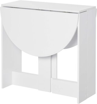 Tavolo pieghevole da pranzo con 2 ali, tavolo da pranzo estensibile in legno salvaspazio per cucina e soggiorno, 104X76X73.7 cm, bianco
