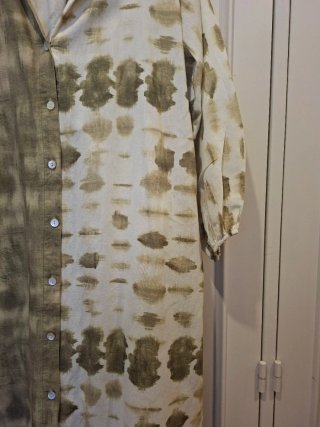 Vestido fluido beige y verde talla única