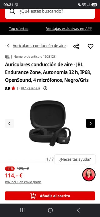 Auriculares Deportivos JBL Endurance Zone