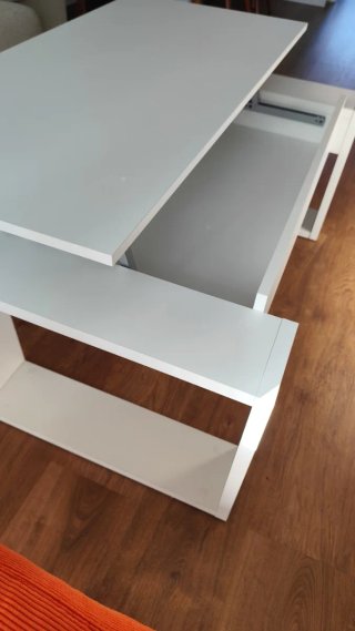Mesita de centro elevable blanca
