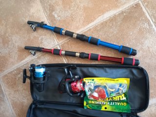 2 Cañas de Pescar 1.80m + Carrete