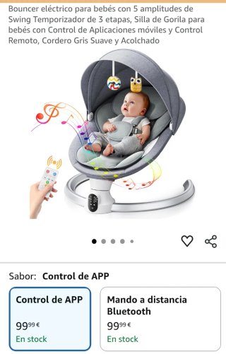Mecedora Eléctrica Bebé Bluetooth + Mando