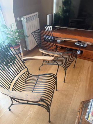 2 Sillas Diseño Madera y Forja Maison du Monde