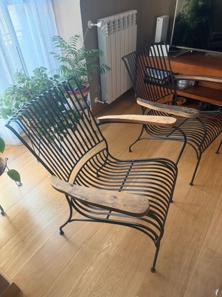 2 Sillas Diseño Madera y Forja Maison du Monde