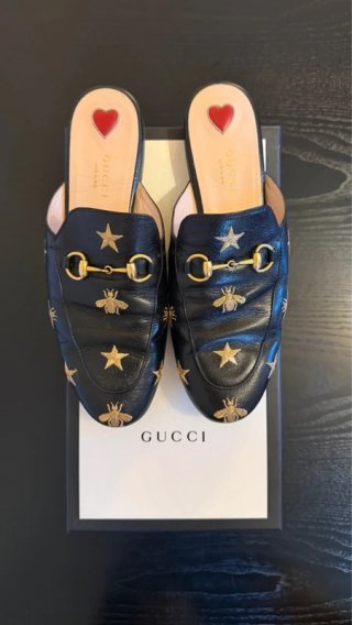 Mocassini Gucci Princetown Pelle Ricami Stelle Ape