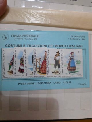 3 Foglietti Filatelia Italia Federale