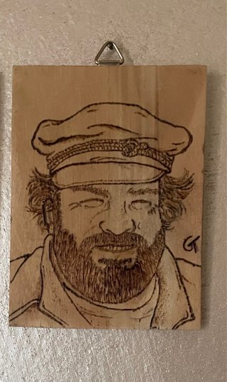 Pirografia Bud Spencer su legno
