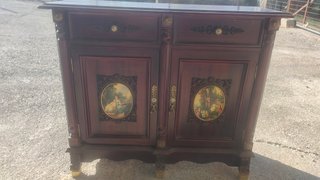 Mueble Antiguo Madera Marrón y Dorado