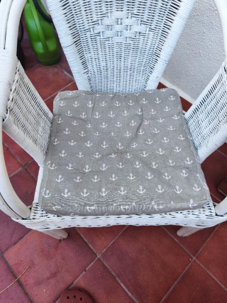 Conjunto mesa y silla terraza mimbre blanco