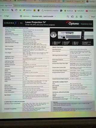 Proyector Optoma Cinemax P2 4K Láser-ULTRA CORTO