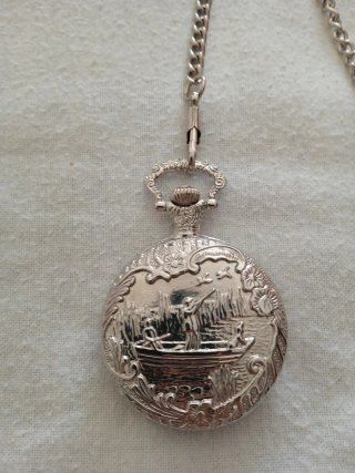 Orologio da taschino colore argento decoro vintage