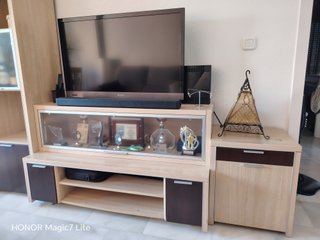Conjunto Muebles Salón Madera Oscura y color pino