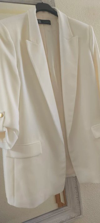 Blazer Zara Blanco Roto