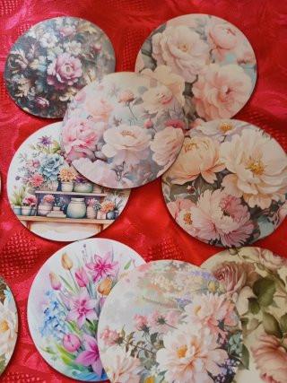 Set 30 Sottobicchieri Legno Floreale