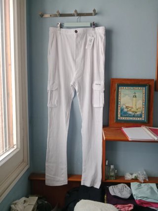 Pantalón cargo blanco hombre 100% algodón Talla L