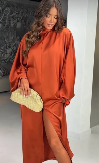 Vestido Túnica Zara Satén Naranja T:S