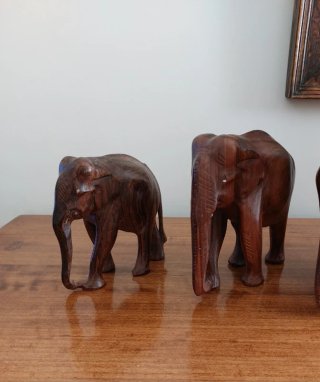 Set 3 elefanti legno ebano