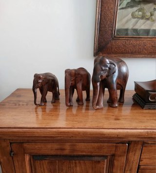 Set 3 elefanti legno ebano
