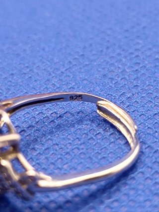 Anillo Ajustable Plata de ley 925 Circonita Azul