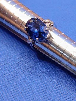Anillo Ajustable Plata de ley 925 Circonita Azul