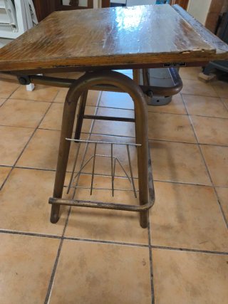Pupitre escolar vintage madera y metal