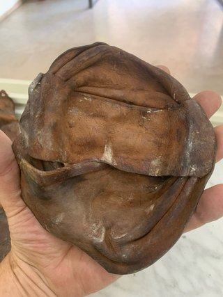Coppia maschere pelle essiccata d'epoca