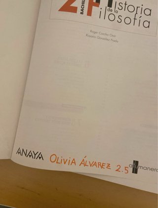 Historia de la Filosofía, 2 Bachillerato ANAYA