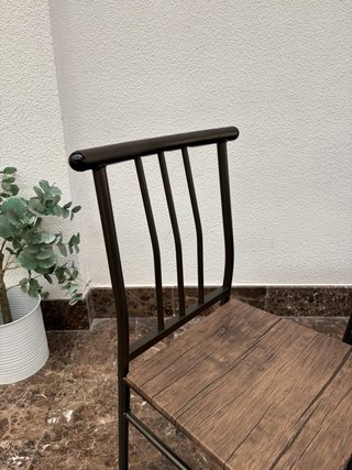 Mesa Comedor Madera y Metal con 4 Sillas