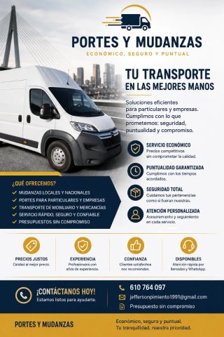 Vaciado de pisos, portes y mudanzas, transporte