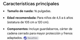 Bicicleta infantil Btwin 16 pulgadas