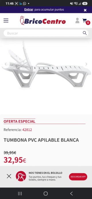 Tumbona de jardín blanca de plástico
