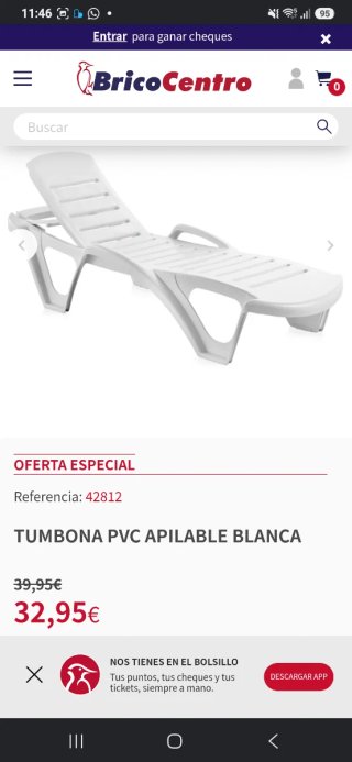 Tumbona de jardín blanca de plástico