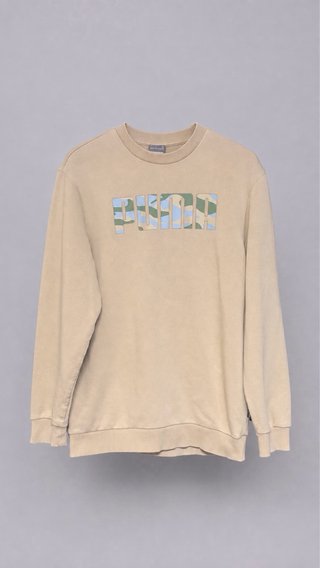 Sudadera Puma beige con logo de camuflaje Talla S