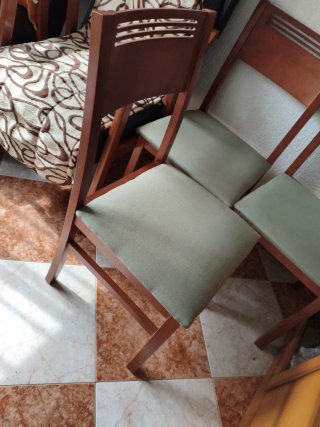 Set 3 Sillas Madera Tapizadas