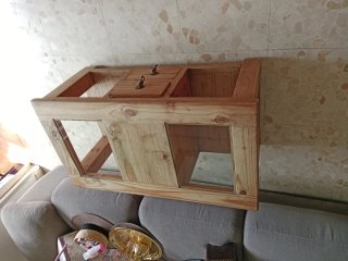 Mesa baja madera rústica con cristal