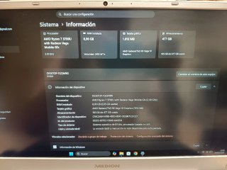 Portátil Medion Ryzen 7 512GB SSD 8GB RAM