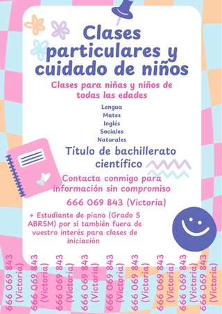 clases particulares y cuidado para niños y niñas