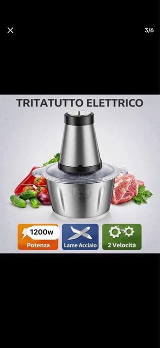 Tritatutto Elettrico 1200W Acciaio Inox
