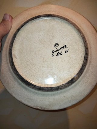 Antiguo Plato Cerámica HB Quimper Francia