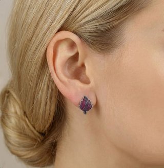 Pendientes Plata Zafiros y Rubíes Naturales