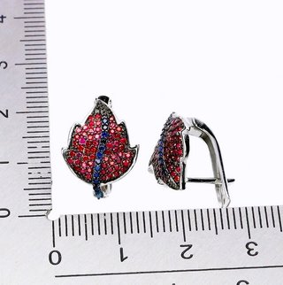Pendientes Plata Zafiros y Rubíes Naturales