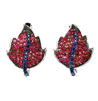 Pendientes Plata Zafiros y Rubíes Naturales