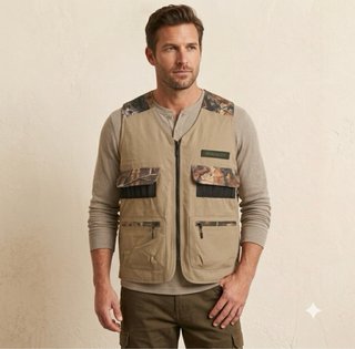 Chaleco muntifuncional beige con camuflaje