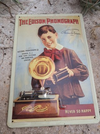 Cartel Metal Edison Phonograph