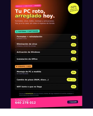 Técnico informático a domicilio — Granada